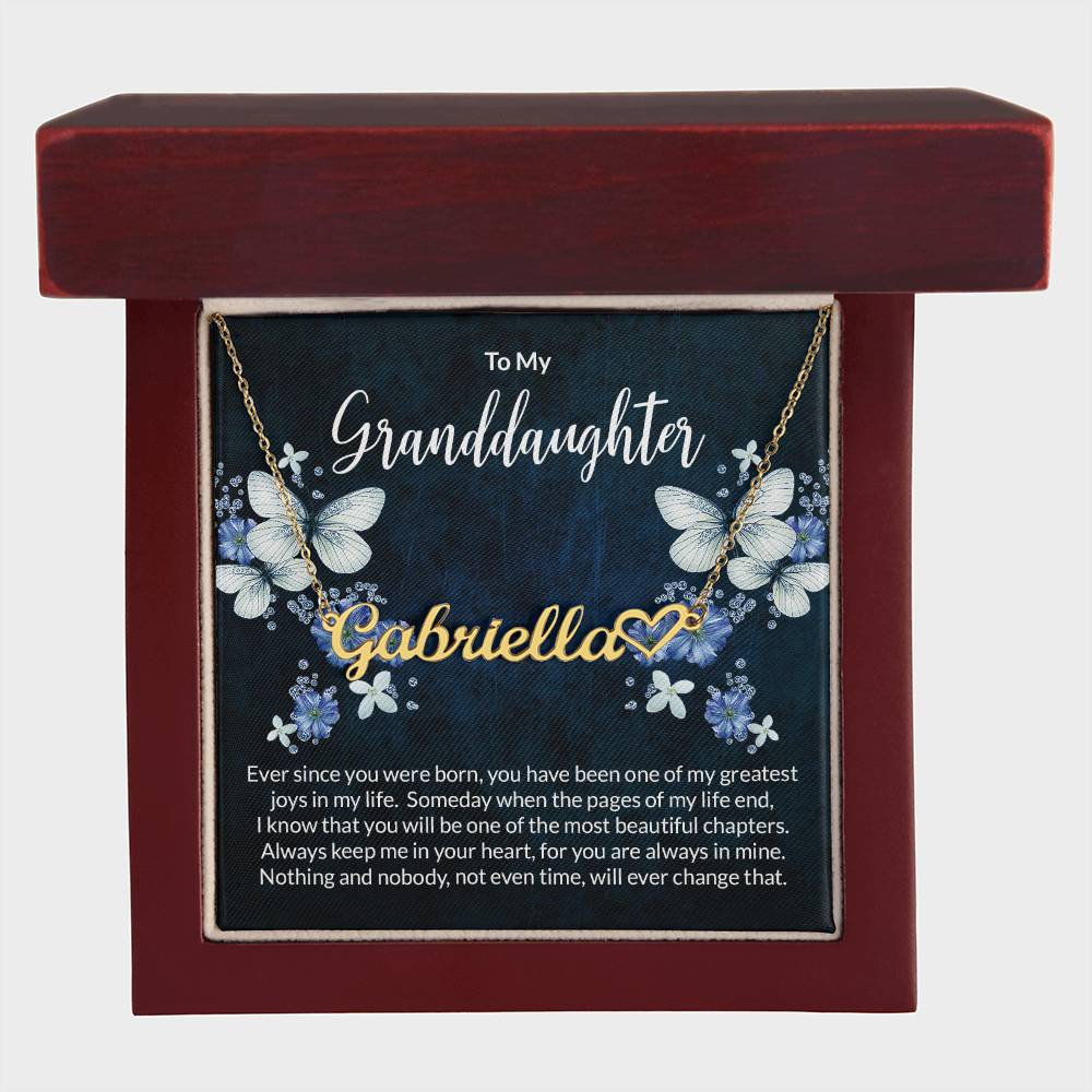 Granddaughter Beautiful Chapters Name Necklace with Heart-[Heartfelt Family Gift]