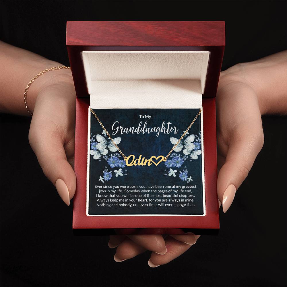 Granddaughter Beautiful Chapters Name Necklace with Heart-[Heartfelt Family Gift]