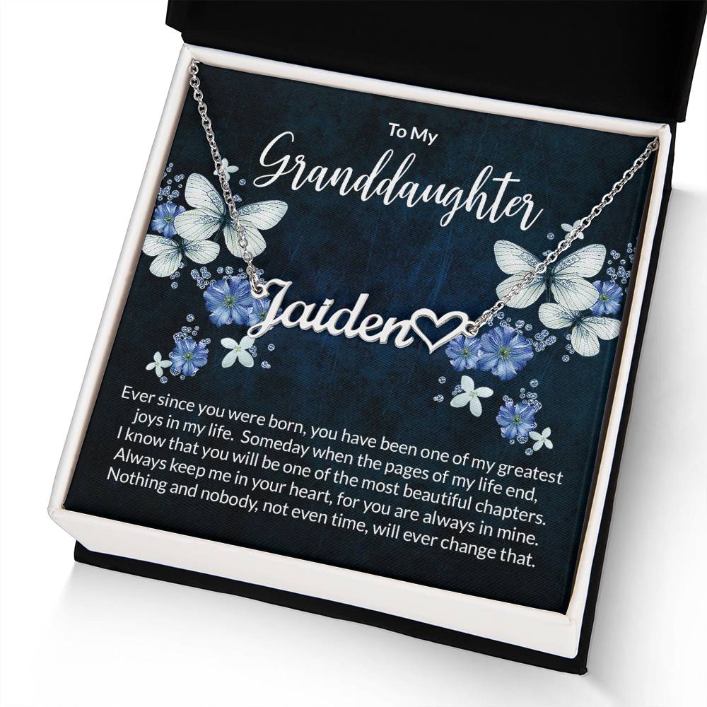 Granddaughter Beautiful Chapters Name Necklace with Heart-[Heartfelt Family Gift]