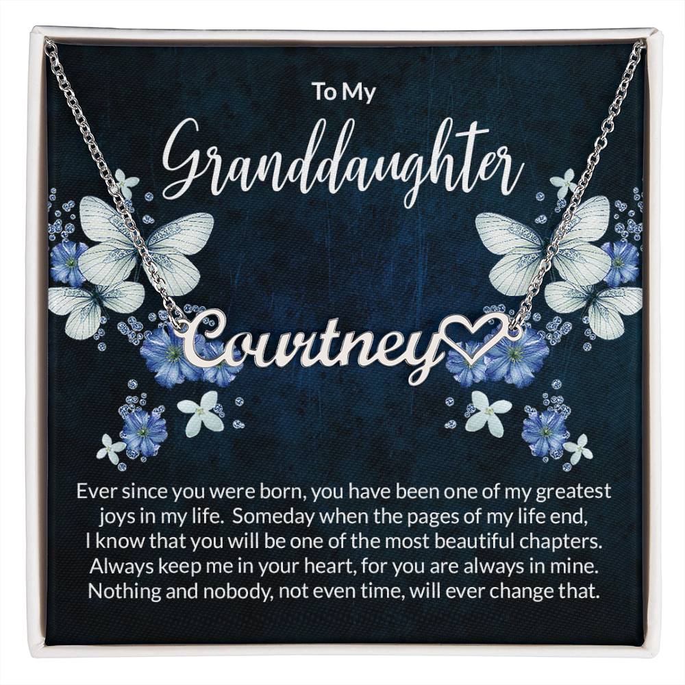 Granddaughter Beautiful Chapters Name Necklace with Heart-[Heartfelt Family Gift]
