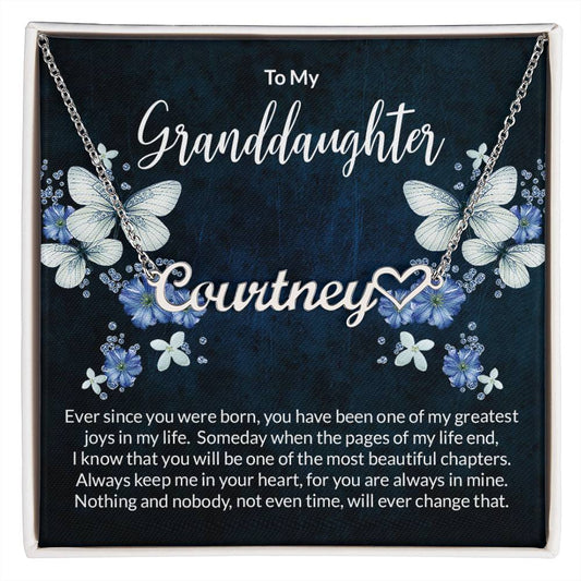 Granddaughter Beautiful Chapters Name Necklace with Heart-[Heartfelt Family Gift]