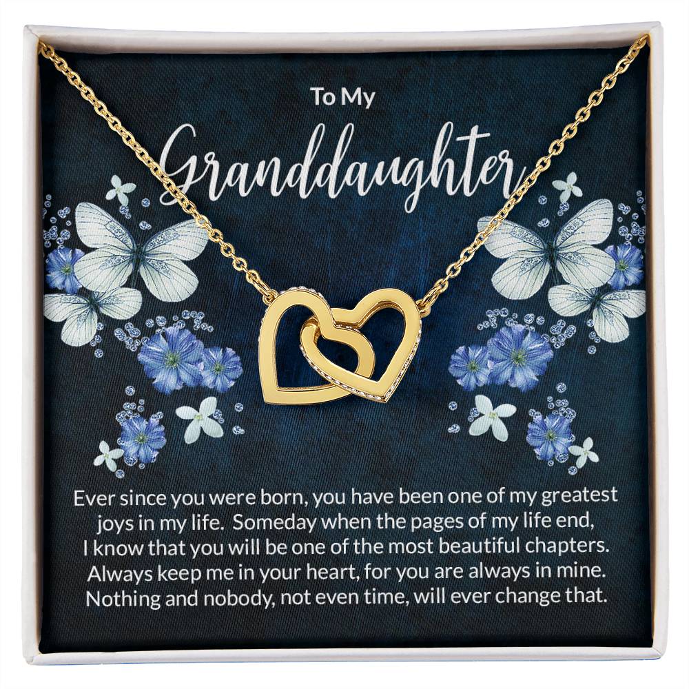Granddaughter Butterflies Interlocking Hearts Necklace-[Heartfelt Family Gift]