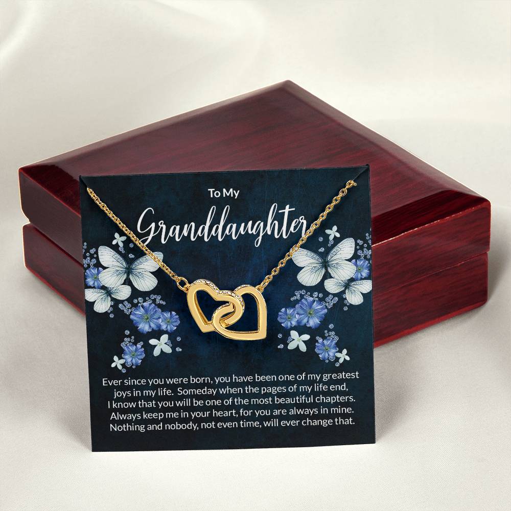 Granddaughter Butterflies Interlocking Hearts Necklace-[Heartfelt Family Gift]