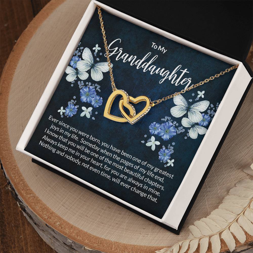 Granddaughter Butterflies Interlocking Hearts Necklace-[Heartfelt Family Gift]