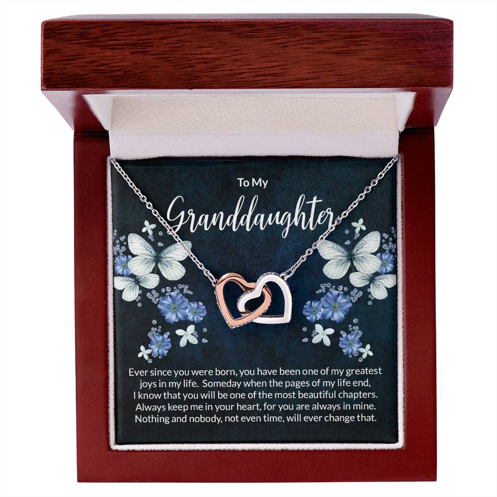 Granddaughter Butterflies Interlocking Hearts Necklace-[Heartfelt Family Gift]
