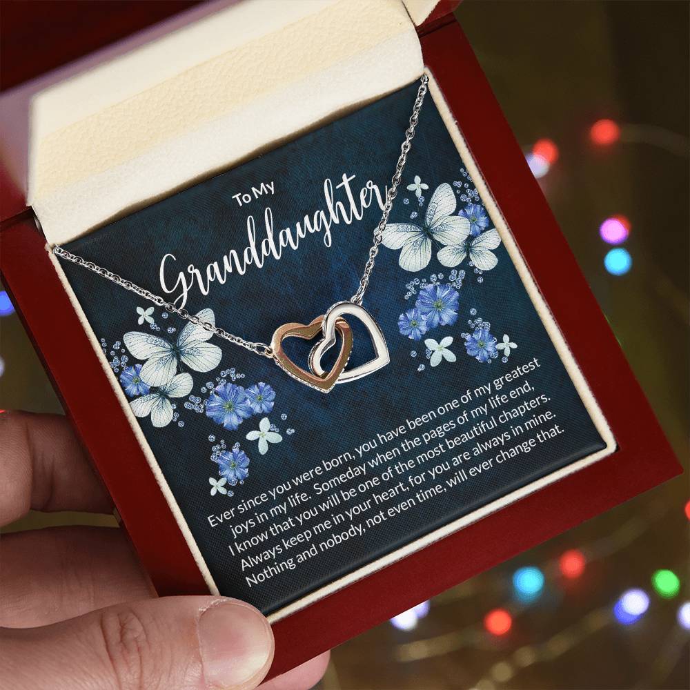 Granddaughter Butterflies Interlocking Hearts Necklace-[Heartfelt Family Gift]