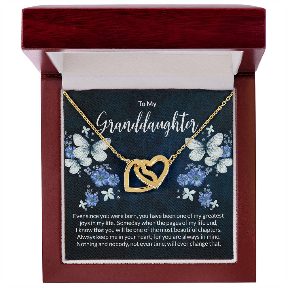 Granddaughter Butterflies Interlocking Hearts Necklace-[Heartfelt Family Gift]