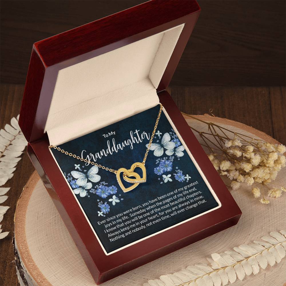Granddaughter Butterflies Interlocking Hearts Necklace-[Heartfelt Family Gift]