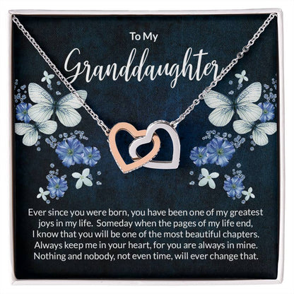 Granddaughter Butterflies Interlocking Hearts Necklace-[Heartfelt Family Gift]