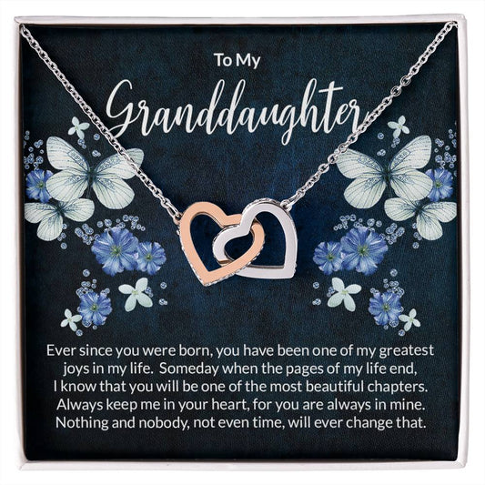 Granddaughter Butterflies Interlocking Hearts Necklace-[Heartfelt Family Gift]