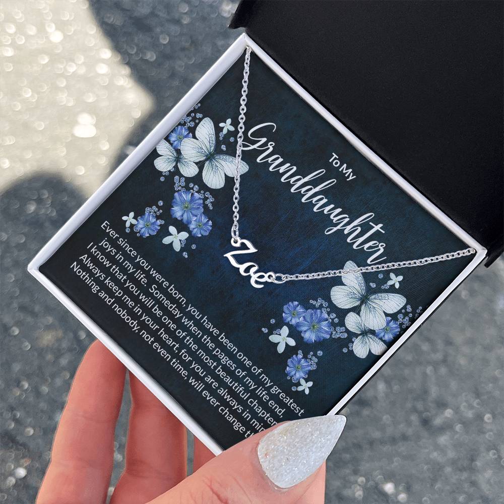 Granddaughter Butterfly Personalized Name Necklace-[Heartfelt Family Gift]
