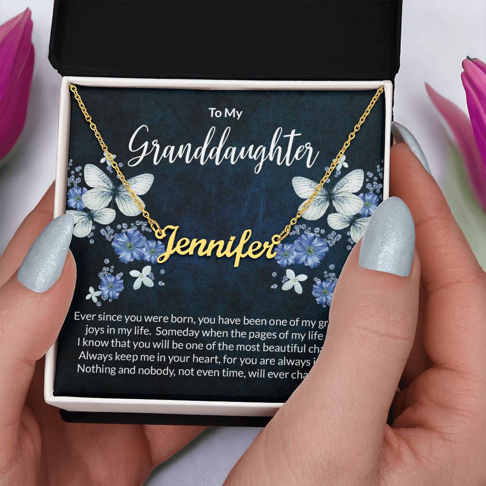 Granddaughter Butterfly Personalized Name Necklace-[Heartfelt Family Gift]