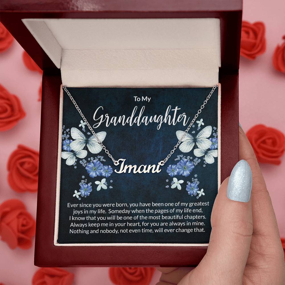 Granddaughter Butterfly Personalized Name Necklace-[Heartfelt Family Gift]