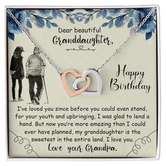 Granddaughter Happy Birthday Interlocking Hearts Necklace-[Heartfelt Family Gift]