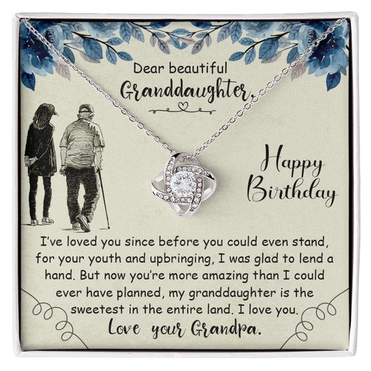 Granddaughter Happy Birthday  Love Knot Necklace-[Heartfelt Family Gift]