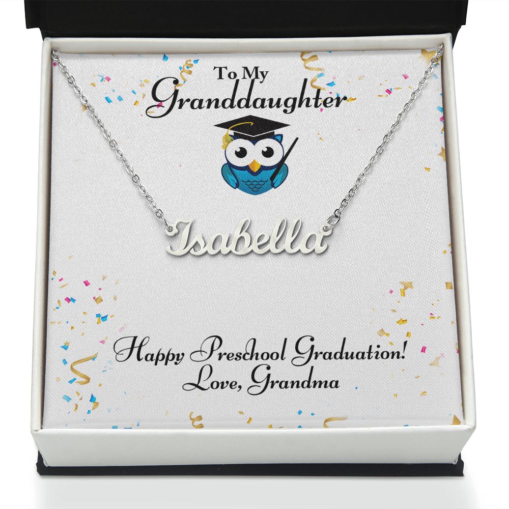 Granddaughter - Happy Preschool Graduation - Personalized Name Necklace-[Heartfelt Family Gift]