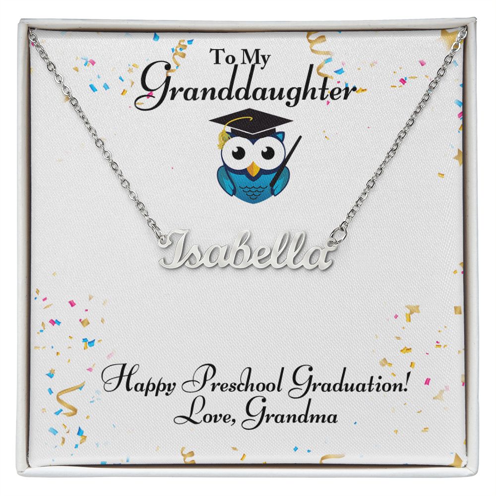 Granddaughter - Happy Preschool Graduation - Personalized Name Necklace-[Heartfelt Family Gift]