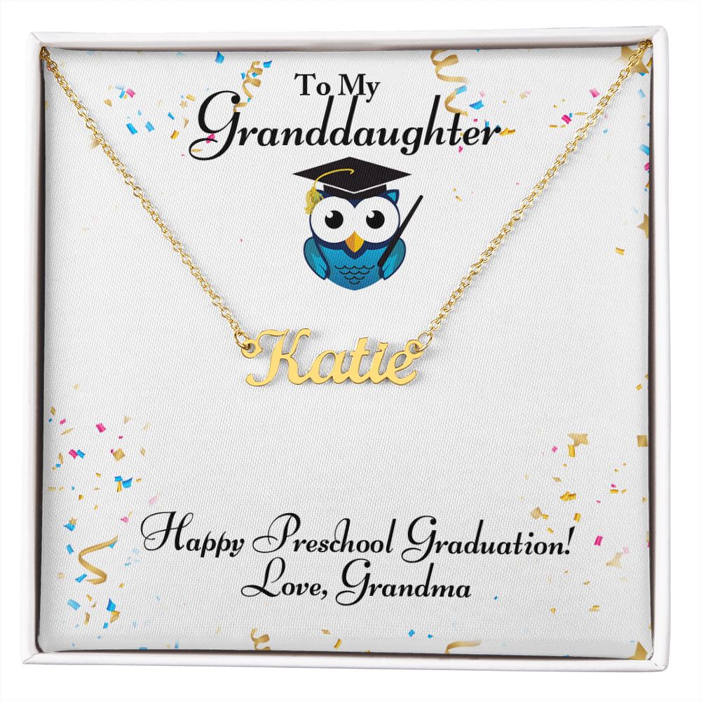 Granddaughter - Happy Preschool Graduation - Personalized Name Necklace-[Heartfelt Family Gift]