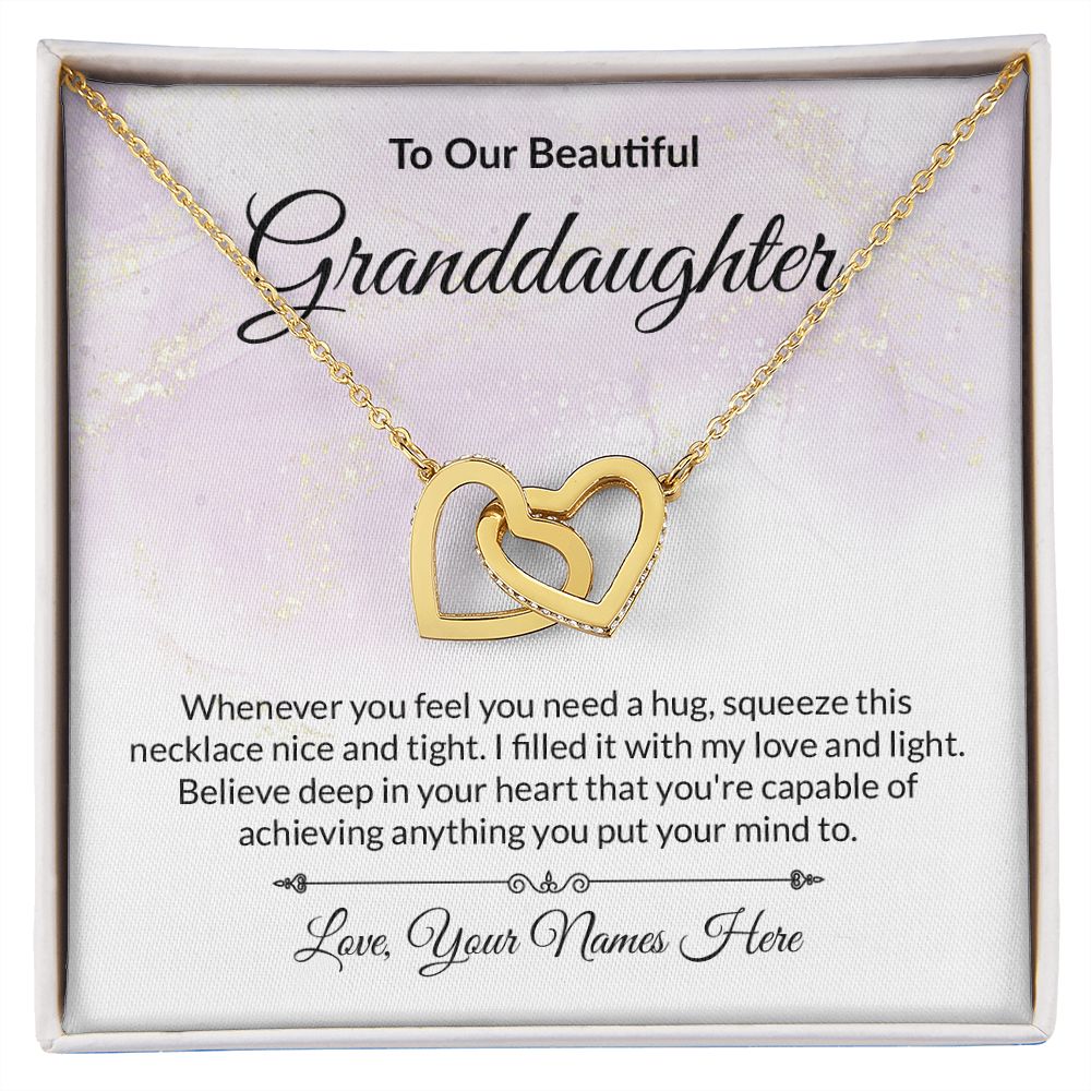 Granddaughter Personalized Card Interlocking Hearts Necklace-[Heartfelt Family Gift]