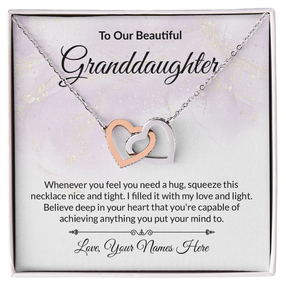 Granddaughter Personalized Card Interlocking Hearts Necklace-[Heartfelt Family Gift]