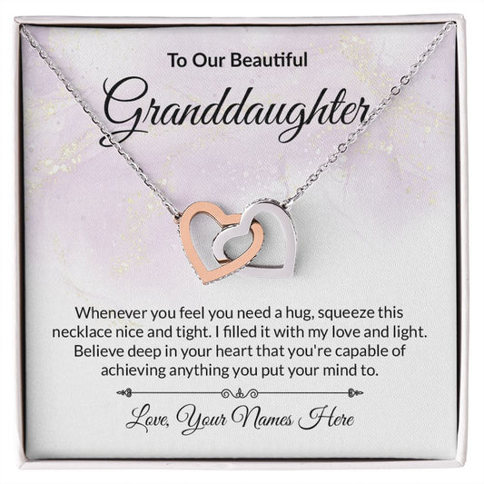 Granddaughter Personalized Card Interlocking Hearts Necklace-[Heartfelt Family Gift]