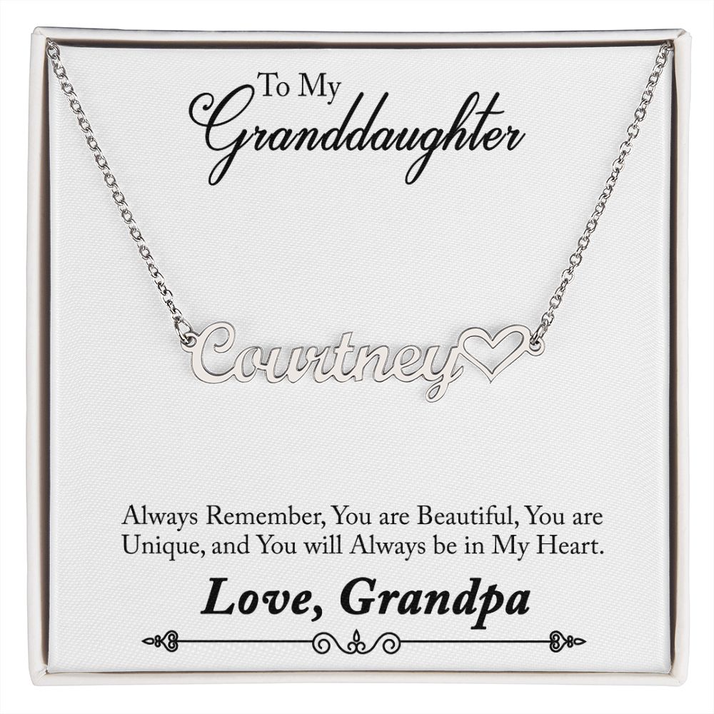 Granddaughter Personalized Name Necklace With Heart-[Heartfelt Family Gift]