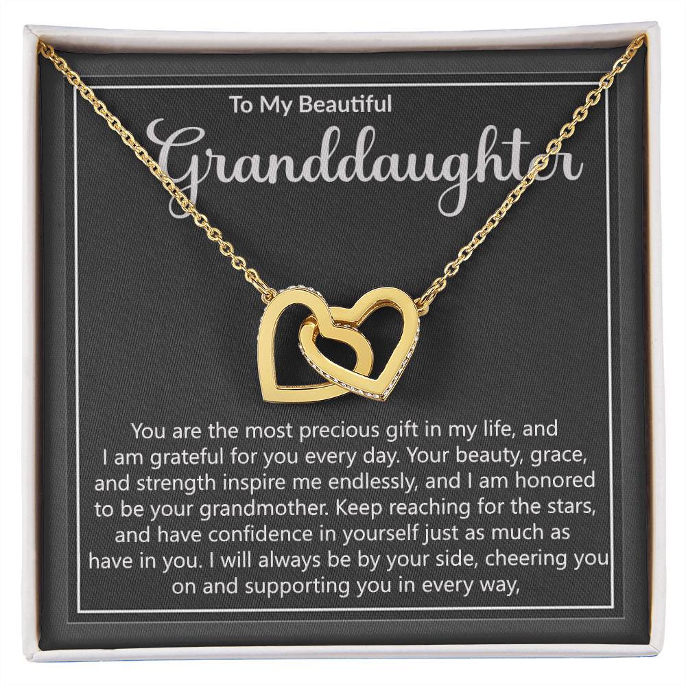 Granddaughter Precious Gift Interlocking Hearts Necklace-[Heartfelt Family Gift]