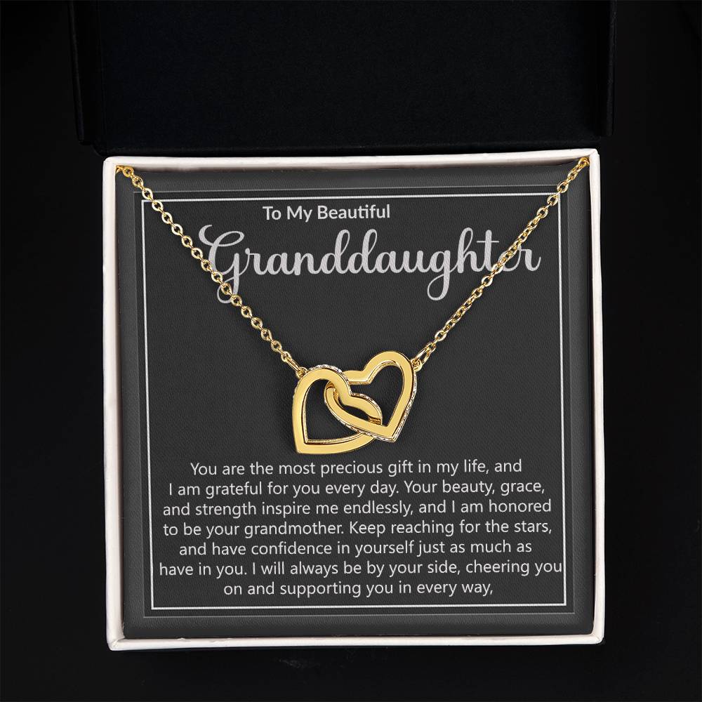 Granddaughter Precious Gift Interlocking Hearts Necklace-[Heartfelt Family Gift]