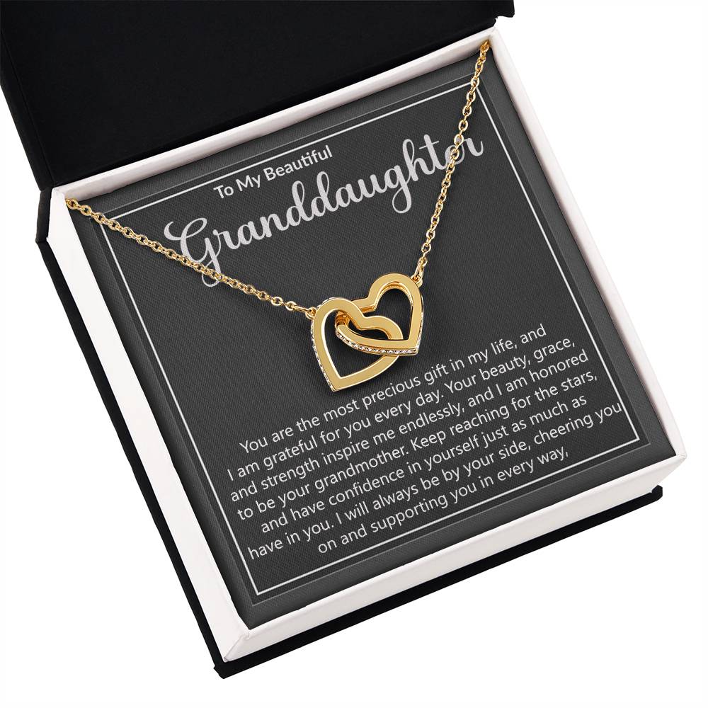 Granddaughter Precious Gift Interlocking Hearts Necklace-[Heartfelt Family Gift]