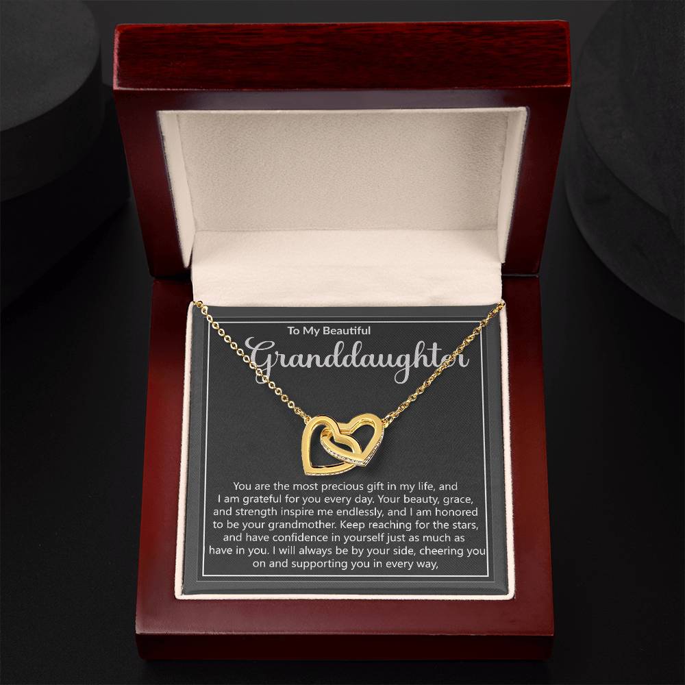 Granddaughter Precious Gift Interlocking Hearts Necklace-[Heartfelt Family Gift]