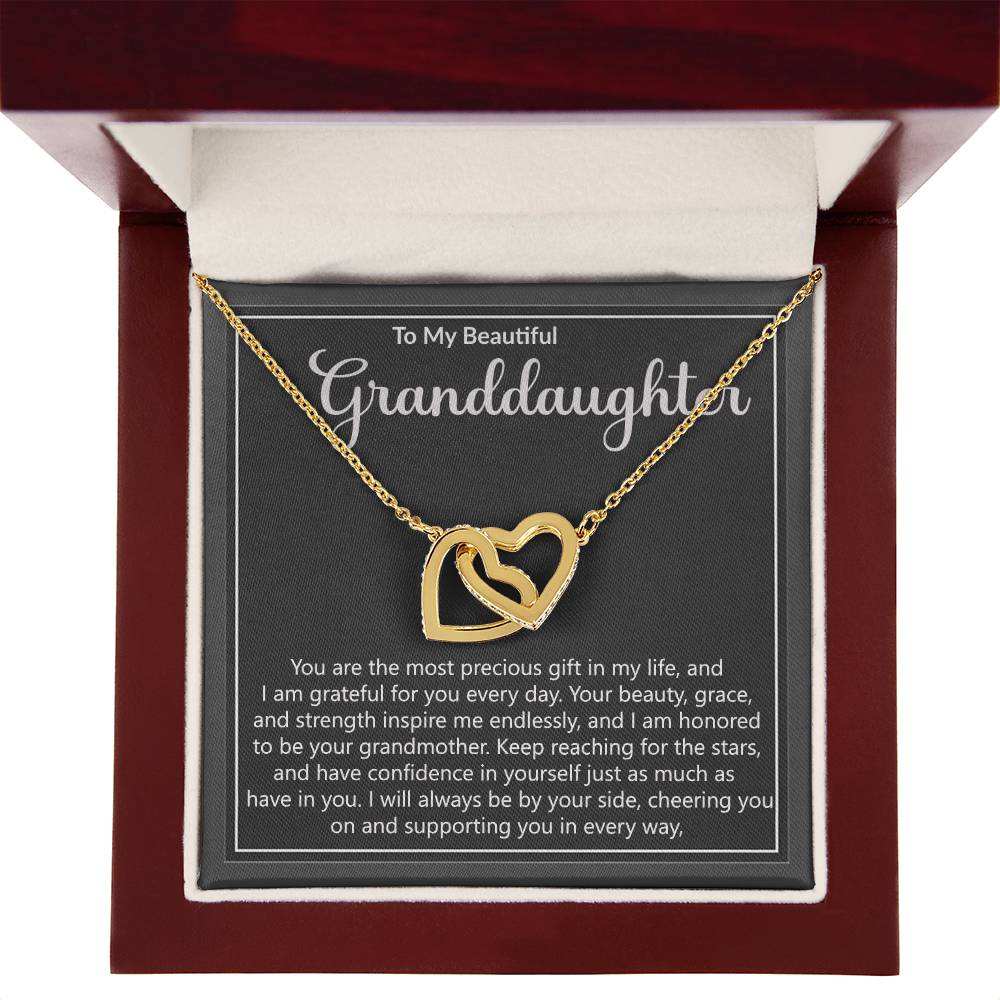 Granddaughter Precious Gift Interlocking Hearts Necklace-[Heartfelt Family Gift]