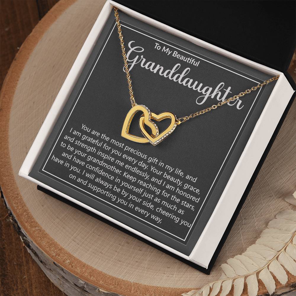 Granddaughter Precious Gift Interlocking Hearts Necklace-[Heartfelt Family Gift]