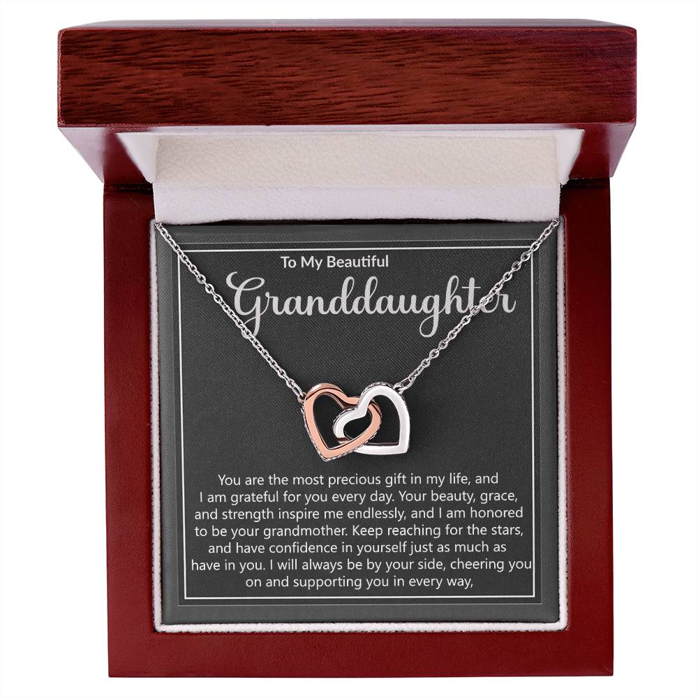 Granddaughter Precious Gift Interlocking Hearts Necklace-[Heartfelt Family Gift]