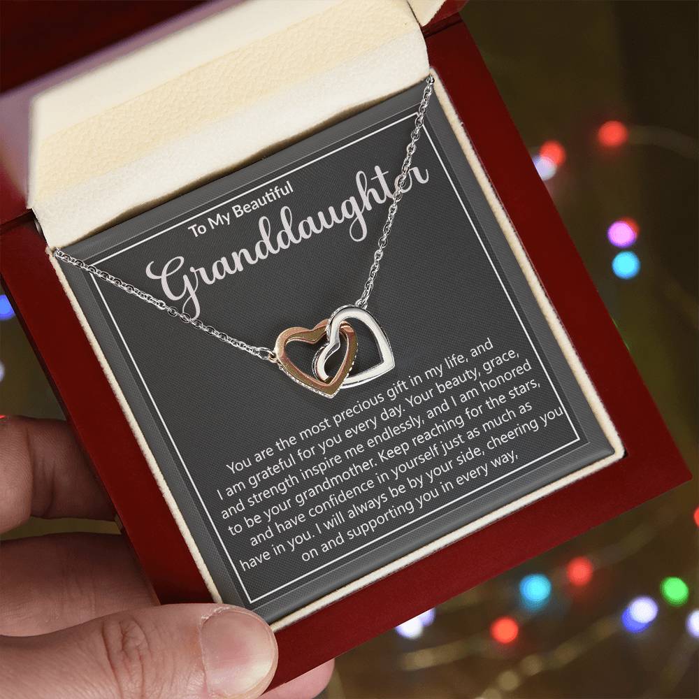 Granddaughter Precious Gift Interlocking Hearts Necklace-[Heartfelt Family Gift]