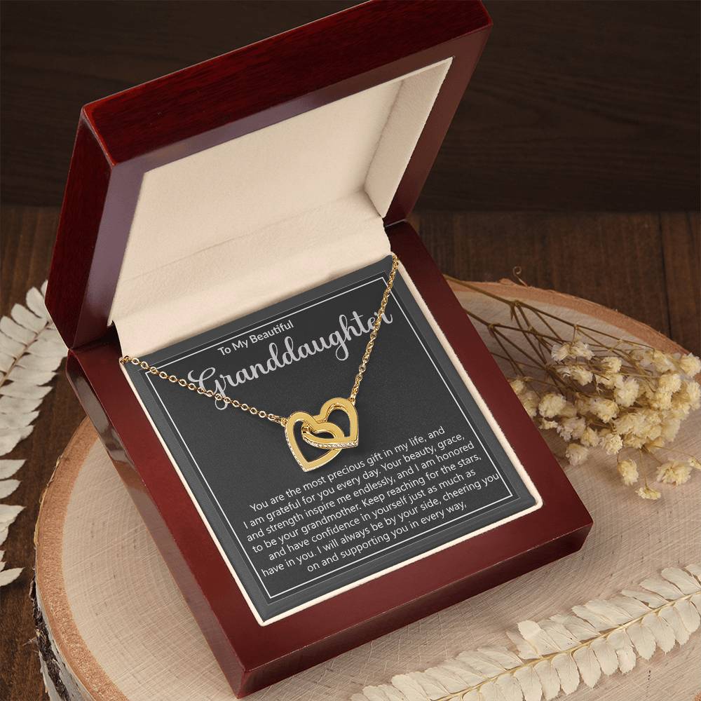 Granddaughter Precious Gift Interlocking Hearts Necklace-[Heartfelt Family Gift]