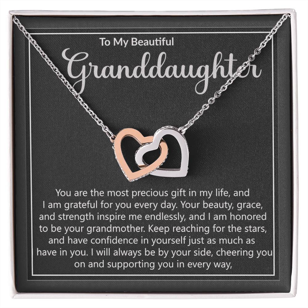 Granddaughter Precious Gift Interlocking Hearts Necklace-[Heartfelt Family Gift]