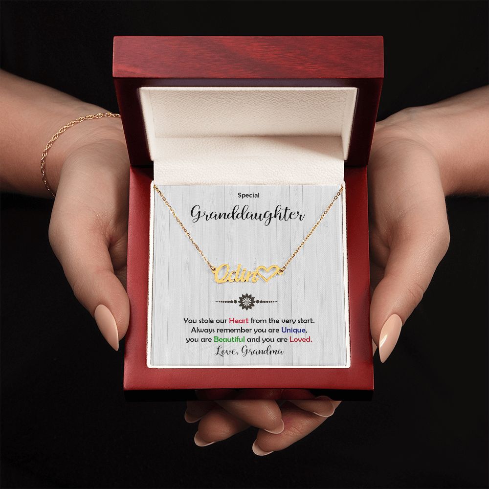 Granddaughter You Stole My Heart Personalized Name Necklace With Heart-[Heartfelt Family Gift]