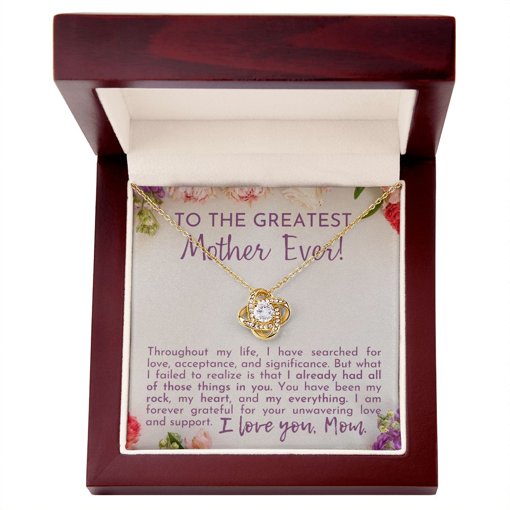 Greatest Mother Ever Love Knot Necklace-[Heartfelt Family Gift]