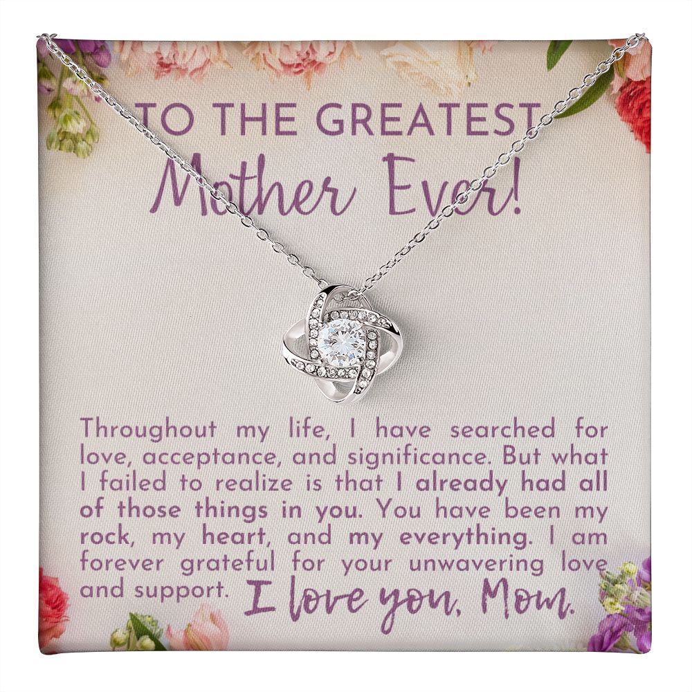 Greatest Mother Ever Love Knot Necklace-[Heartfelt Family Gift]