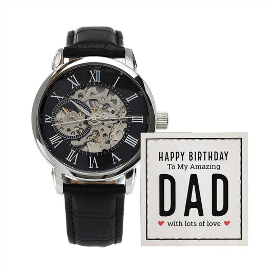 Happy Birthday Dad Men's Openwork Watch with Lighted Gift Box-[Heartfelt Family Gift]