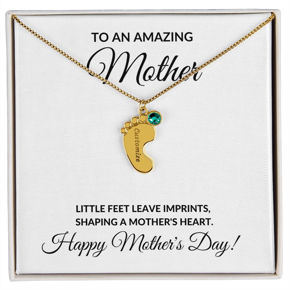 Happy Mother's Day Personalized Birthstone Baby Feet Necklace Gift-[Heartfelt Family Gift]