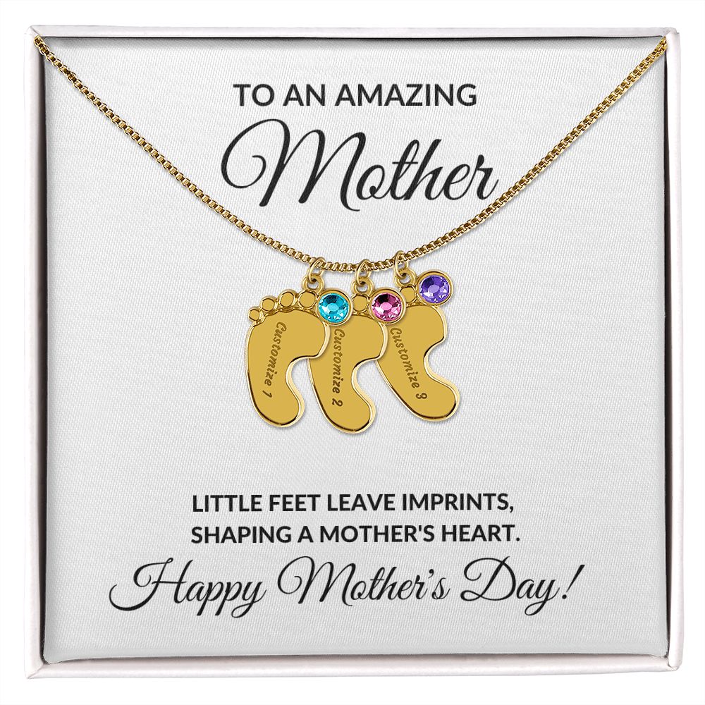 Happy Mother's Day Personalized Birthstone Baby Feet Necklace Gift-[Heartfelt Family Gift]