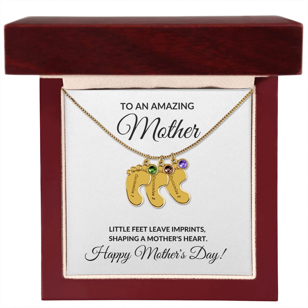 Happy Mother's Day Personalized Birthstone Baby Feet Necklace Gift-[Heartfelt Family Gift]