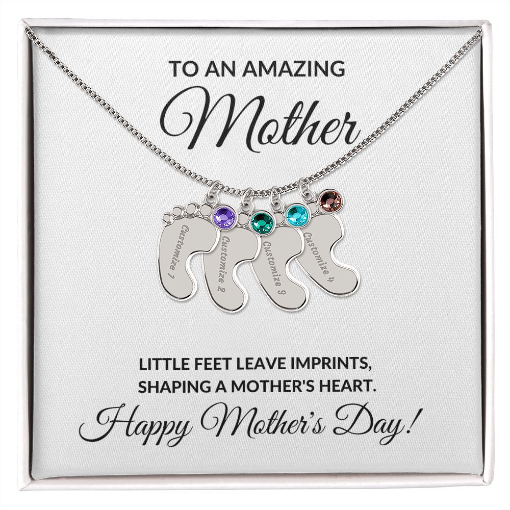 Happy Mother's Day Personalized Birthstone Baby Feet Necklace Gift-[Heartfelt Family Gift]