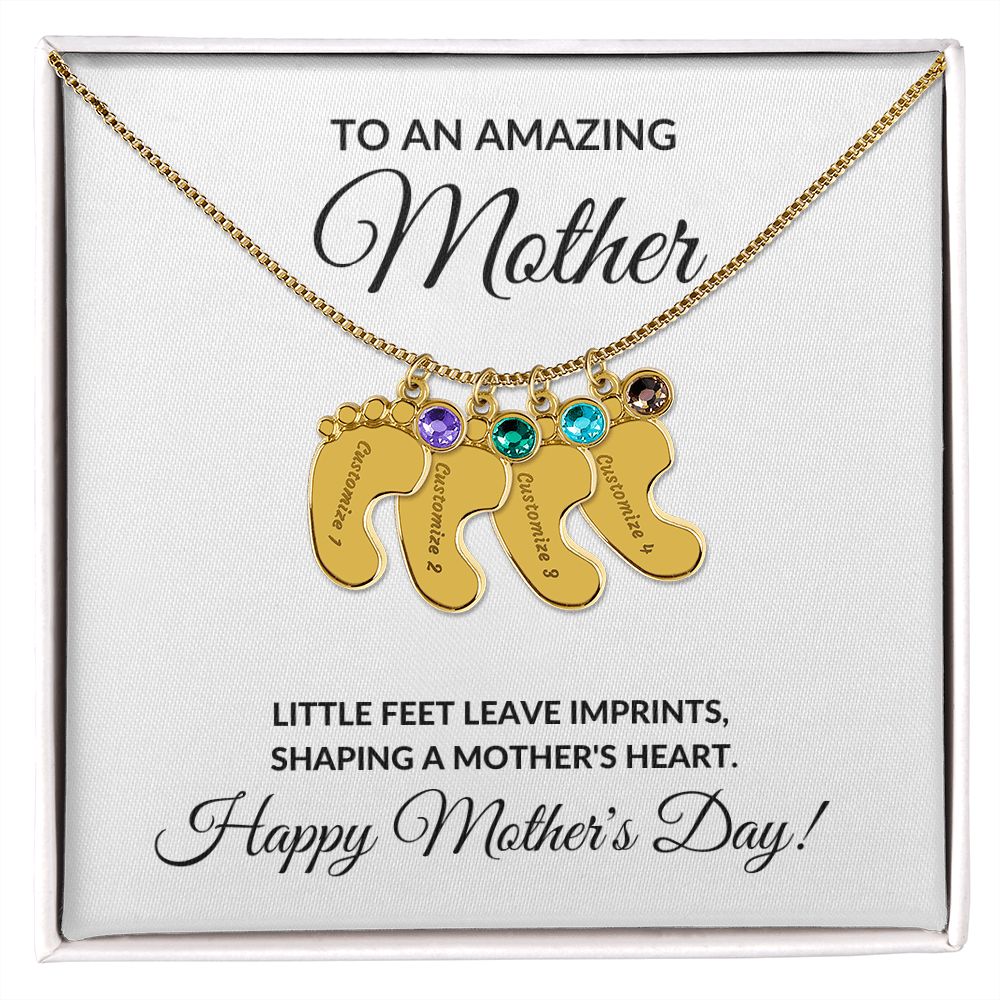 Happy Mother's Day Personalized Birthstone Baby Feet Necklace Gift-[Heartfelt Family Gift]