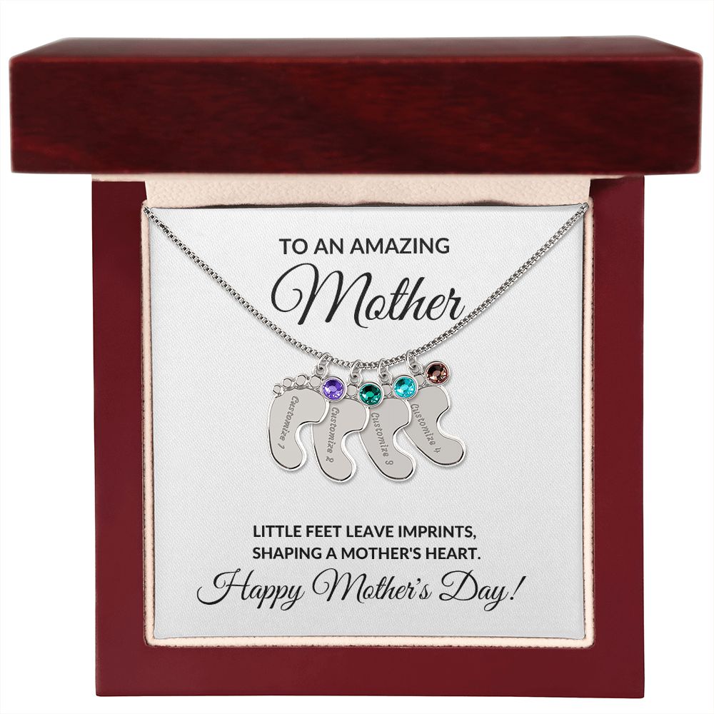 Happy Mother's Day Personalized Birthstone Baby Feet Necklace Gift-[Heartfelt Family Gift]
