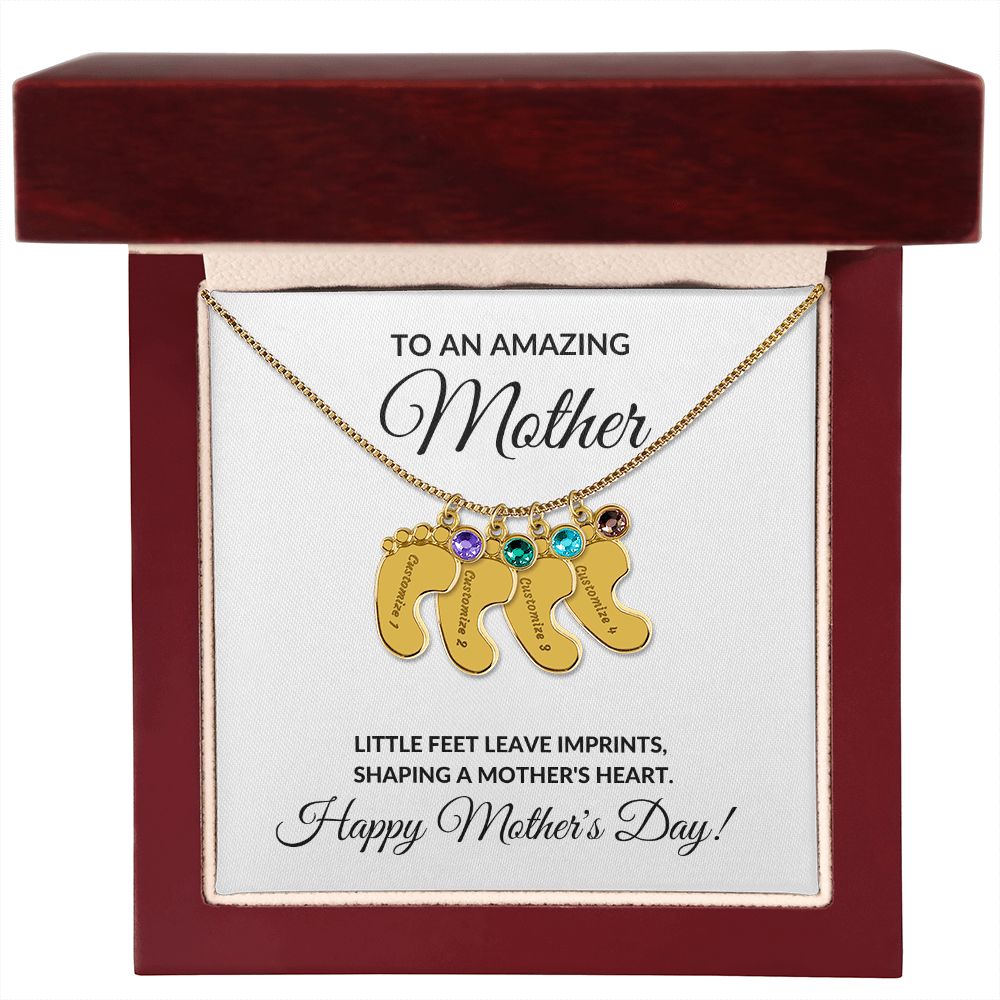 Happy Mother's Day Personalized Birthstone Baby Feet Necklace Gift-[Heartfelt Family Gift]