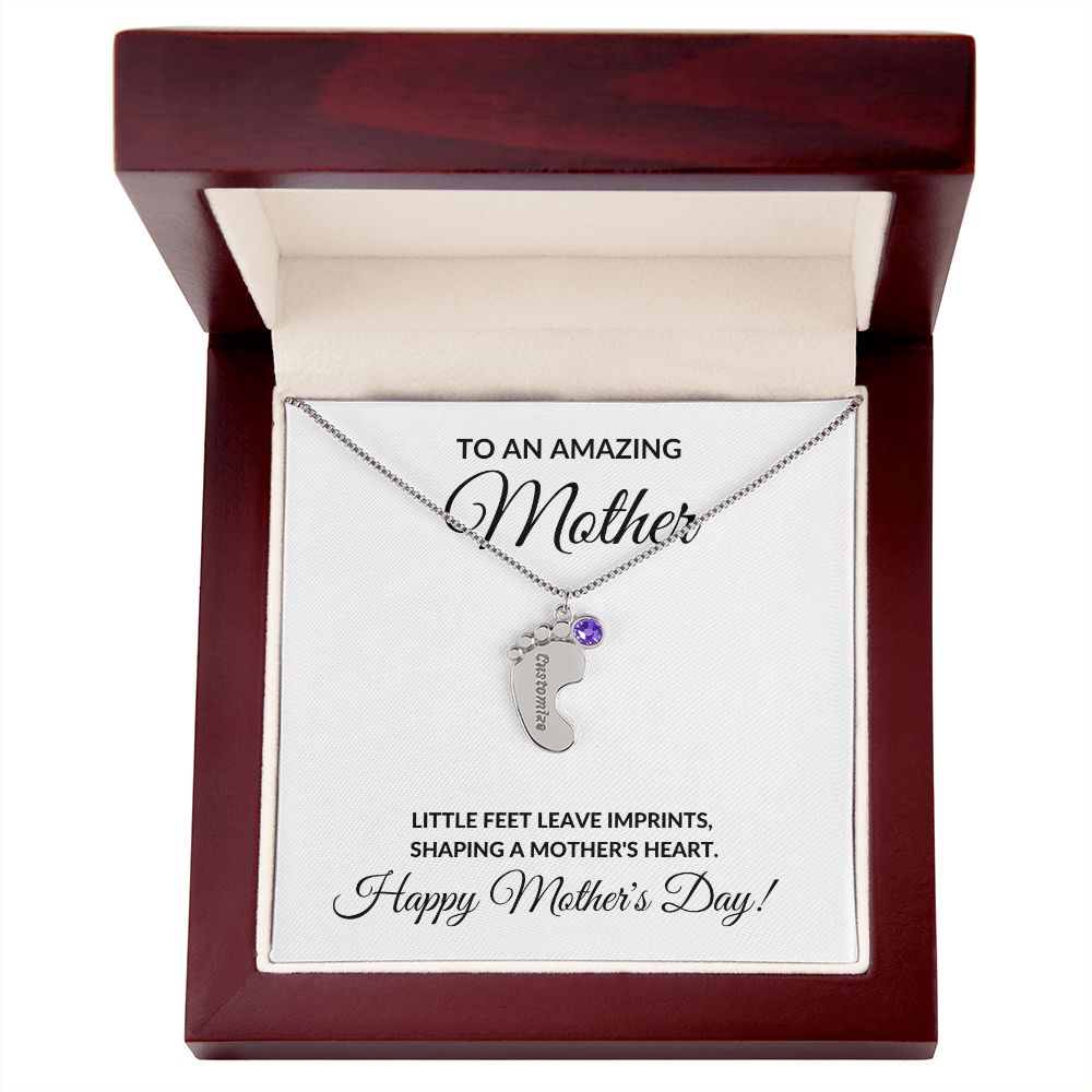 Happy Mother's Day Personalized Birthstone Baby Feet Necklace Gift-[Heartfelt Family Gift]
