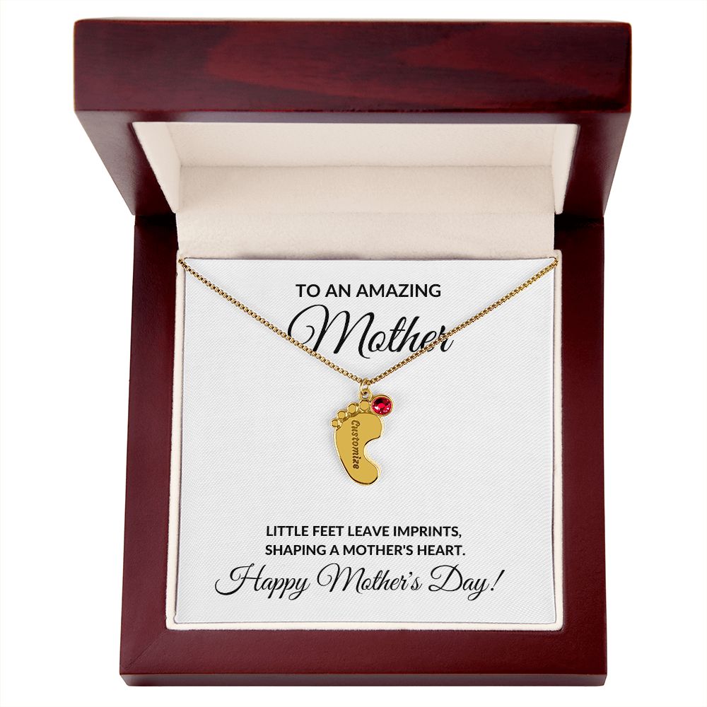 Happy Mother's Day Personalized Birthstone Baby Feet Necklace Gift-[Heartfelt Family Gift]