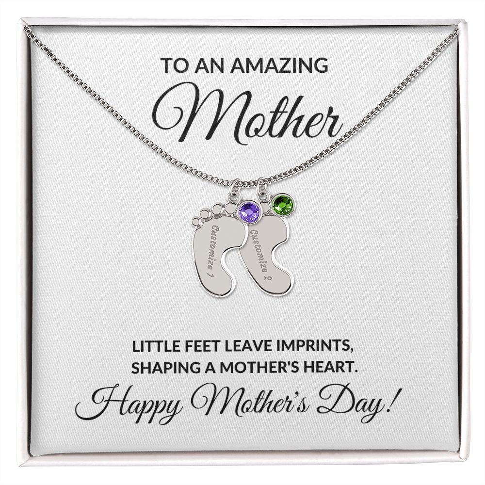 Happy Mother's Day Personalized Birthstone Baby Feet Necklace Gift-[Heartfelt Family Gift]
